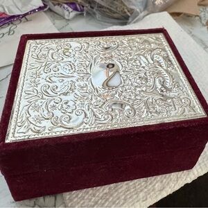 VTG Godinger Velvet And Silver Jewelry Trinket Keepsake Box